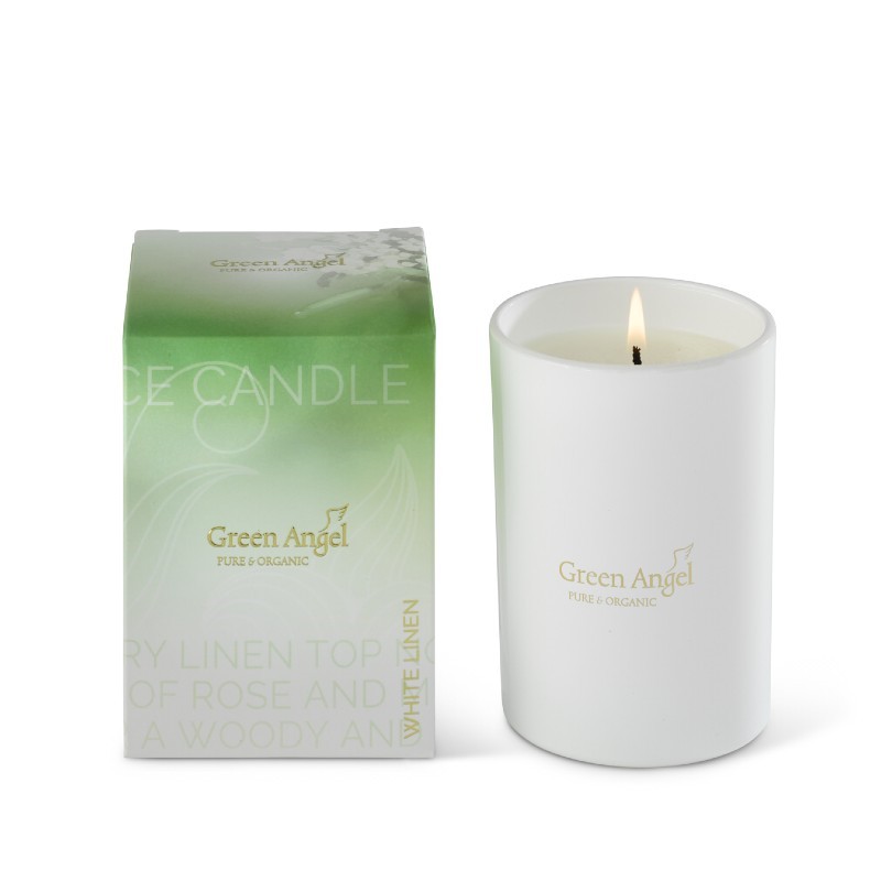 Green Angel Candle White Linen Soy Wax Candle 270g